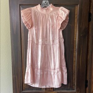 Women’s New in  Pink Ruffle Sleeve Satin Dress
